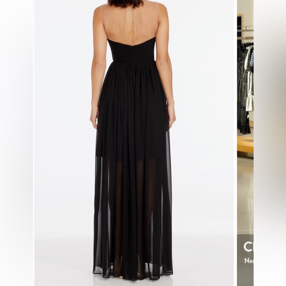 Dress the Population Eleanor Illusion Gown Black Maxi Dress Mesh - Picture 3 of 9